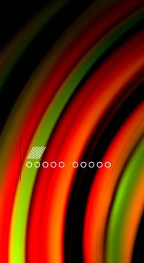 Dalga satırları sıvı gökkuşağı tarzı renk çizgili siyah arka plan üzerine soyut. Sunum, app duvar kağıdı, başlık sayfası veya poster için sanatsal illüstrasyon