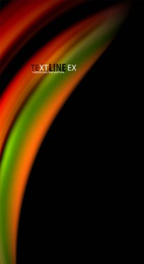 Dalga satırları sıvı gökkuşağı tarzı renk çizgili siyah arka plan üzerine soyut. Sunum, app duvar kağıdı, başlık sayfası veya poster için sanatsal illüstrasyon