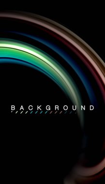 Siyah arkaplanda soyut dalga çizgileri sıvı gökkuşağı stili renk çizgileri