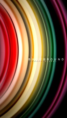 Siyah arkaplanda soyut dalga çizgileri sıvı gökkuşağı stili renk çizgileri