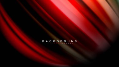 Siyah arkaplanda soyut dalga çizgileri sıvı gökkuşağı stili renk çizgileri