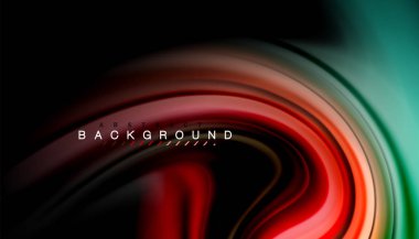 Siyah arkaplanda soyut dalga çizgileri sıvı gökkuşağı stili renk çizgileri