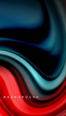 Siyah arkaplanda soyut dalga çizgileri sıvı gökkuşağı stili renk çizgileri