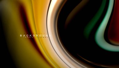 Siyah arkaplanda soyut dalga çizgileri sıvı gökkuşağı stili renk çizgileri