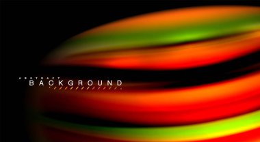 Dalga satırları sıvı gökkuşağı tarzı renk çizgili siyah arka plan üzerine soyut. Sunum, app duvar kağıdı, başlık sayfası veya poster için sanatsal illüstrasyon