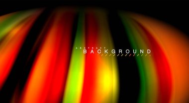 Dalga satırları sıvı gökkuşağı tarzı renk çizgili siyah arka plan üzerine soyut. Sunum, app duvar kağıdı, başlık sayfası veya poster için sanatsal illüstrasyon