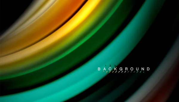 Líneas de onda abstractas fluidas rayas de color de estilo arco iris sobre fondo negro — Archivo Imágenes Vectoriales