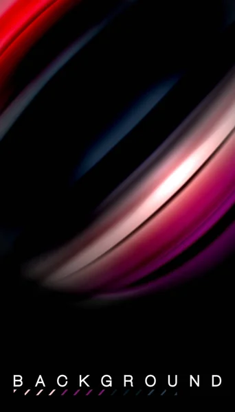 Linee d'onda astratte fluide strisce di colore stile arcobaleno su sfondo nero — Vettoriale Stock