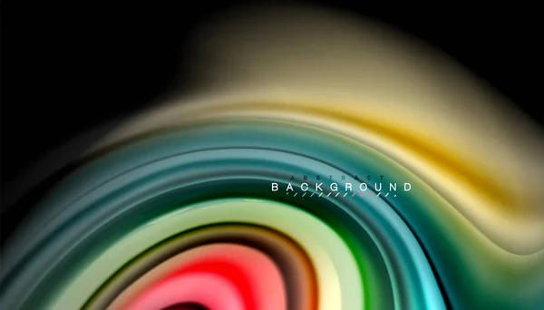 Líneas de onda abstractas fluidas rayas de color de estilo arco iris sobre fondo negro — Archivo Imágenes Vectoriales