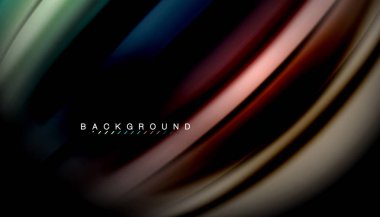 Siyah arkaplanda soyut dalga çizgileri sıvı gökkuşağı stili renk çizgileri