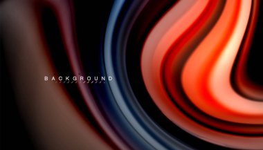 Siyah arkaplanda soyut dalga çizgileri sıvı gökkuşağı stili renk çizgileri