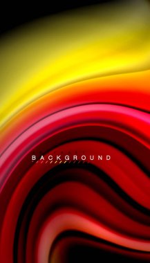 Siyah arkaplanda soyut dalga çizgileri sıvı gökkuşağı stili renk çizgileri