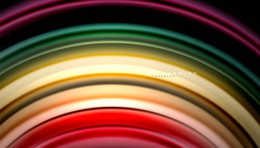 Siyah arkaplanda soyut dalga çizgileri sıvı gökkuşağı stili renk çizgileri