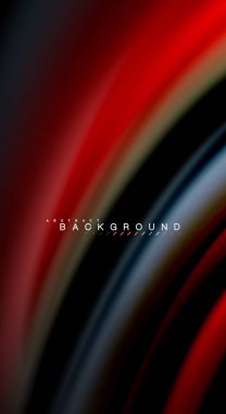 Sıvı gökkuşağı renkleri siyah arka plan üzerinde vektör dalga çizgiler ve kıvrımlar