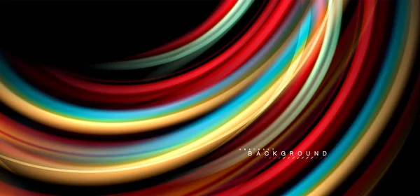 Lignes d'ondes multicolores sur fond noir — Image vectorielle