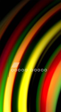 Dalga satırları sıvı gökkuşağı tarzı renk çizgili siyah arka plan üzerine soyut. Sunum, app duvar kağıdı, başlık sayfası veya poster için sanatsal illüstrasyon