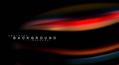 Dalga satırları sıvı gökkuşağı tarzı renk çizgili siyah arka plan üzerine soyut. Sunum, app duvar kağıdı, başlık sayfası veya poster için sanatsal illüstrasyon