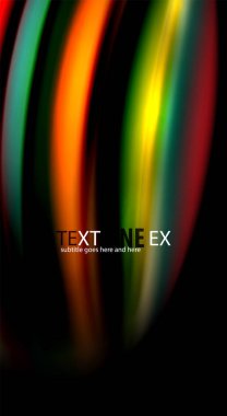 Dalga satırları sıvı gökkuşağı tarzı renk çizgili siyah arka plan üzerine soyut. Sunum, app duvar kağıdı, başlık sayfası veya poster için sanatsal illüstrasyon