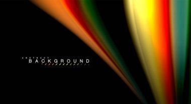 Dalga satırları sıvı gökkuşağı tarzı renk çizgili siyah arka plan üzerine soyut. Sunum, app duvar kağıdı, başlık sayfası veya poster için sanatsal illüstrasyon