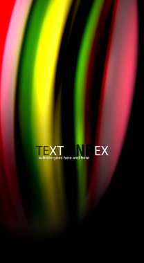 Dalga satırları sıvı gökkuşağı tarzı renk çizgili siyah arka plan üzerine soyut. Sunum, app duvar kağıdı, başlık sayfası veya poster için sanatsal illüstrasyon vektör