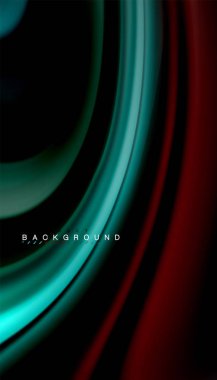 Siyah arkaplanda soyut dalga çizgileri sıvı gökkuşağı stili renk çizgileri