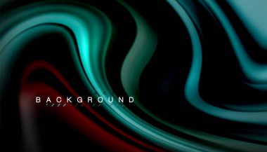 Siyah arkaplanda soyut dalga çizgileri sıvı gökkuşağı stili renk çizgileri