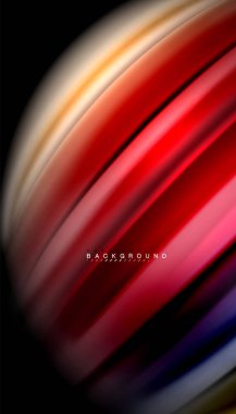 Siyah arkaplanda soyut dalga çizgileri sıvı gökkuşağı stili renk çizgileri