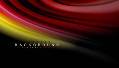 Siyah arkaplanda soyut dalga çizgileri sıvı gökkuşağı stili renk çizgileri