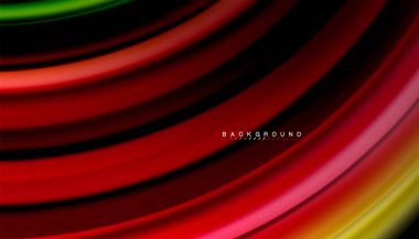 Siyah arkaplanda soyut dalga çizgileri sıvı gökkuşağı stili renk çizgileri