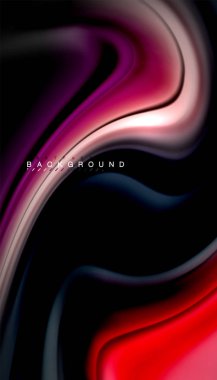 Siyah arkaplanda soyut dalga çizgileri sıvı gökkuşağı stili renk çizgileri