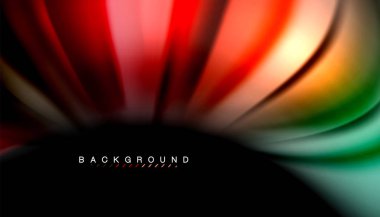 Siyah arkaplanda soyut dalga çizgileri sıvı gökkuşağı stili renk çizgileri