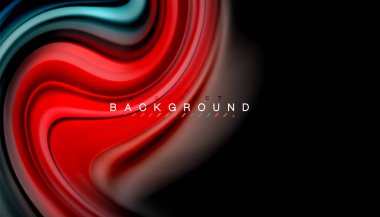 Siyah arkaplanda soyut dalga çizgileri sıvı gökkuşağı stili renk çizgileri