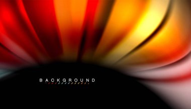 Siyah arkaplanda soyut dalga çizgileri sıvı gökkuşağı stili renk çizgileri