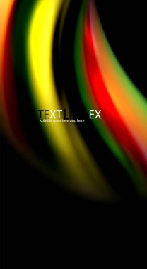 Dalga satırları sıvı gökkuşağı tarzı renk çizgili siyah arka plan üzerine soyut. Sunum, app duvar kağıdı, başlık sayfası veya poster için sanatsal illüstrasyon