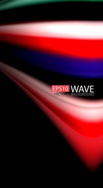 Dalga satırları sıvı gökkuşağı tarzı renk çizgili siyah arka plan üzerine soyut. Sunum, app duvar kağıdı, başlık sayfası veya poster için sanatsal illüstrasyon