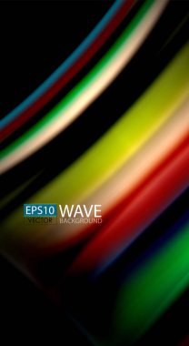Dalga satırları sıvı gökkuşağı tarzı renk çizgili siyah arka plan üzerine soyut. Sunum, app duvar kağıdı, başlık sayfası veya poster için sanatsal illüstrasyon