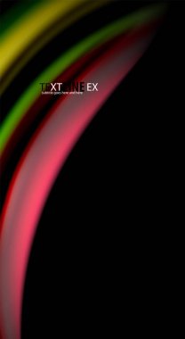 Dalga satırları sıvı gökkuşağı tarzı renk çizgili siyah arka plan üzerine soyut. Sunum, app duvar kağıdı, başlık sayfası veya poster için sanatsal illüstrasyon