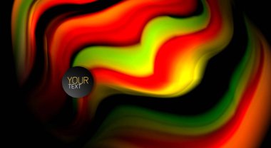 Dalga satırları sıvı gökkuşağı tarzı renk çizgili siyah arka plan üzerine soyut. Sunum, app duvar kağıdı, başlık sayfası veya poster için sanatsal illüstrasyon