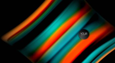 Dalga satırları sıvı gökkuşağı tarzı renk çizgili siyah arka plan üzerine soyut. Sunum, app duvar kağıdı, başlık sayfası veya poster için sanatsal illüstrasyon