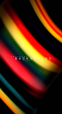 Dalga satırları sıvı gökkuşağı tarzı renk çizgili siyah arka plan üzerine soyut. Sunum, app duvar kağıdı, başlık sayfası veya poster için sanatsal illüstrasyon