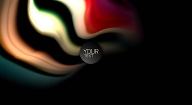 Dalga satırları sıvı gökkuşağı tarzı renk çizgili siyah arka plan üzerine soyut. Sunum, app duvar kağıdı, başlık sayfası veya poster için sanatsal illüstrasyon