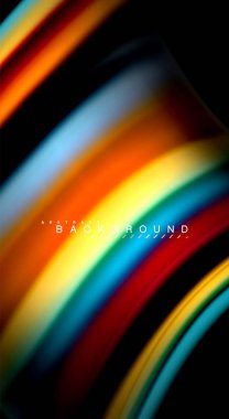 Dalga satırları sıvı gökkuşağı tarzı renk çizgili siyah arka plan üzerine soyut. Sunum, app duvar kağıdı, başlık sayfası veya poster için sanatsal illüstrasyon