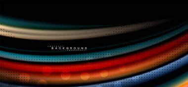 Siyah arka plan üzerinde renkli dalga satırları