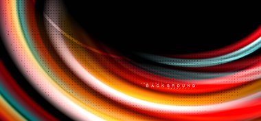 Siyah arka plan üzerinde renkli dalga satırları