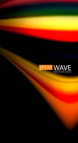 Abstract wave lines fluid rainbow style color stripes on black background. Artistic illustration for presentation, app wallpaper, banner or poster — Stock Vector
