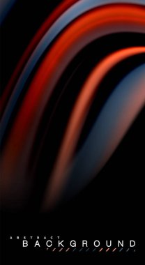 Sıvı gökkuşağı renkleri siyah arka plan üzerinde vektör dalga çizgiler ve kıvrımlar