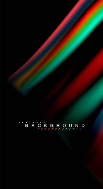 Dalga satırları sıvı gökkuşağı tarzı renk çizgili siyah arka plan üzerine soyut. Sunum, app duvar kağıdı, başlık sayfası veya poster için sanatsal illüstrasyon