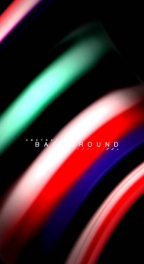 Dalga satırları sıvı gökkuşağı tarzı renk çizgili siyah arka plan üzerine soyut. Sunum, app duvar kağıdı, başlık sayfası veya poster için sanatsal illüstrasyon