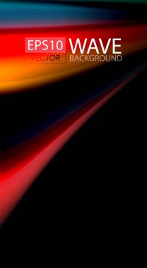 Dalga satırları sıvı gökkuşağı tarzı renk çizgili siyah arka plan üzerine soyut. Sunum, app duvar kağıdı, başlık sayfası veya poster için sanatsal illüstrasyon