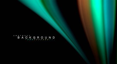 Dalga satırları sıvı gökkuşağı tarzı renk çizgili siyah arka plan üzerine soyut. Sunum, app duvar kağıdı, başlık sayfası veya poster için sanatsal illüstrasyon